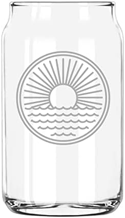 Дизайн на чаши Слънце над Океанскими вълни Плажната Банка с Гравиране на Стъкло 16 грама.