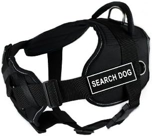 Шлейка Dean & Tyler D&T FUN-CH SRCHD RT-L забавления с подплата на гърдите, За търсене на кучета, Голяма, Черна,