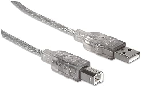 МАНХЭТТЕНСКИЙ 16-Крак високоскоростен USB кабел за свързване на устройства A Male/B Male, Прозрачен Сребрист (345408)