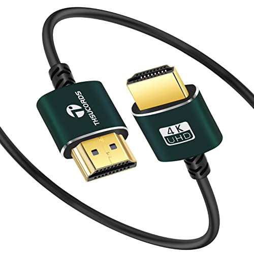 Тънък кабел HDMI Thsucords с дължина 1 метър, сверхмягкий и тънък кабел HDMI-HDMI, изключително гъвкав и по-тесен